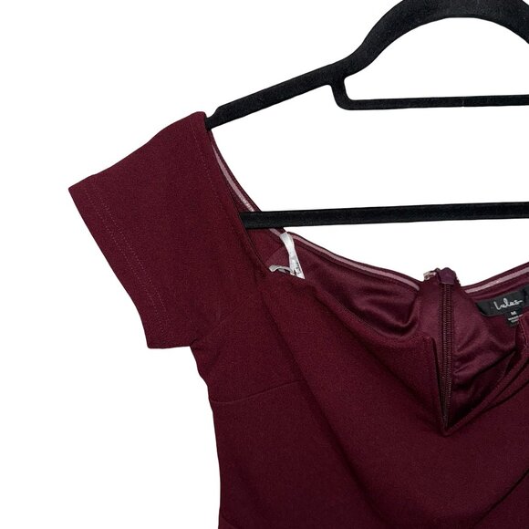 NWT LULUS Burgundy Off-the-Shoulder Skater A-Line Mini Dress Womens Sz M NWT - Picture 7 of 15